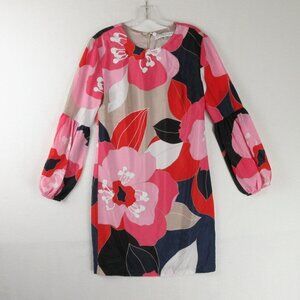 Trina Turk Long Balloon Sleeve Narcisius Printed Shift Dress Size 0